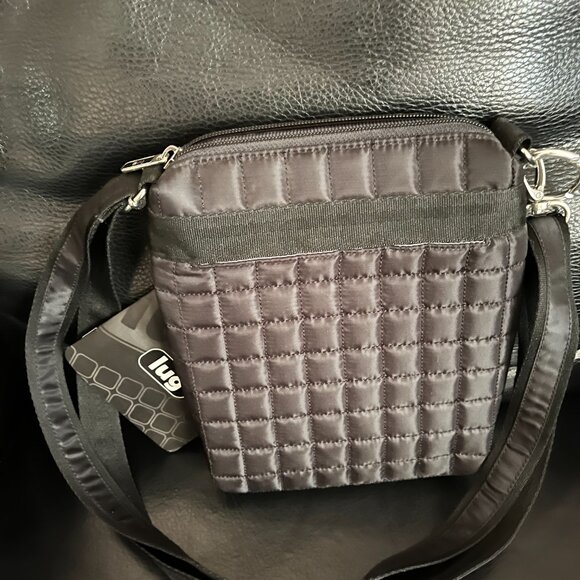 New Lug Skipper Crossbody Bag Black Quilted Adjustable Strap - Picture 2 of 5